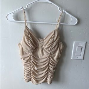 Elegant Cream Ruched Women's Top